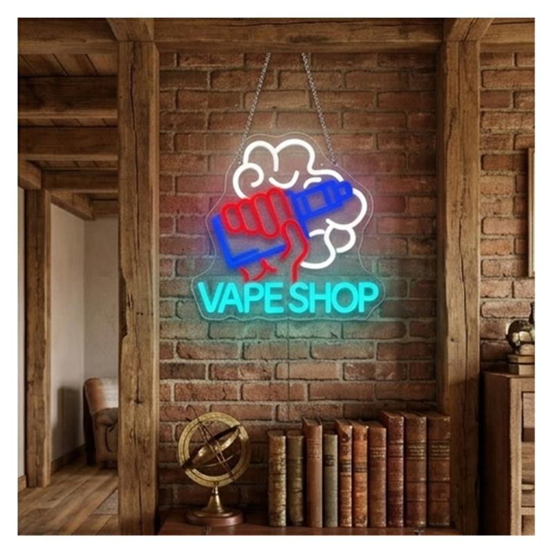 베이프샵 네온사인, 베이프를 든 손 모양 LED 조명, - Vaping Store 리뷰 및 가격